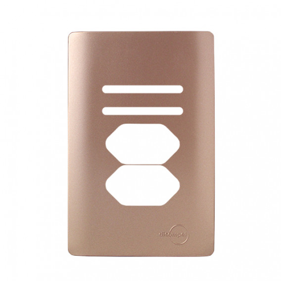 Placa 4x2 P/ 2 Interruptores + 2 Tomadas - Novara Ouro Rose